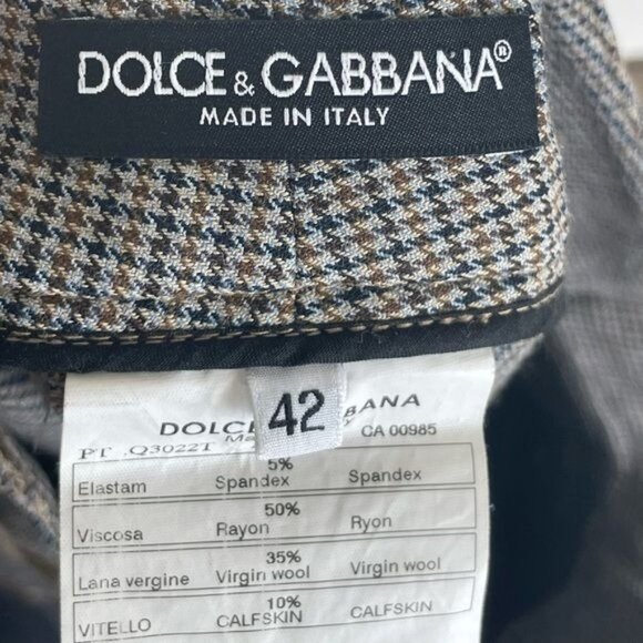 Dolce & Gabbana Women Capri Pants in Houndstooth W Calfskin Details Sz 42 US 10 - Picture 9 of 16